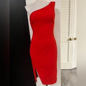 LIKELY Helena One-Shoulder Leg Slit Red Bodycon
Sheath Dress - Size 2